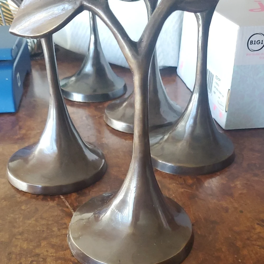 Pottery Barn Bronze Leaf Candle Holders